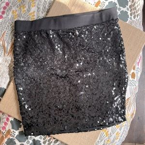 Black sequin mini skirt